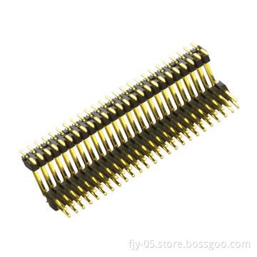 1.27*1.27mm Pin Header, Dual Row, Dual Base, SMT R/A Type, 06 to 100 Contacts